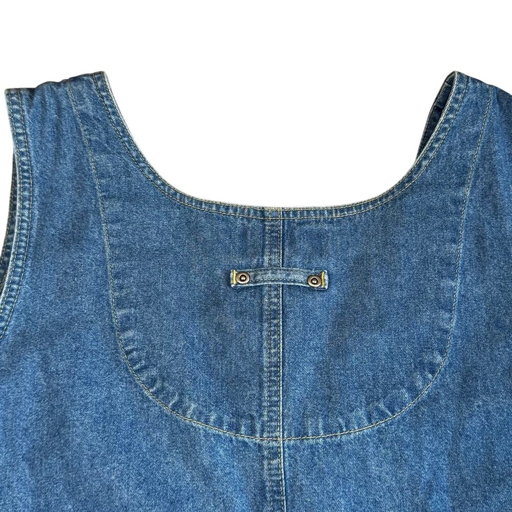 Vintage Sag Harbor Denim Dress Women's Sleeveless Button Front Cotton Pockets-XL - Picture 7 of 10